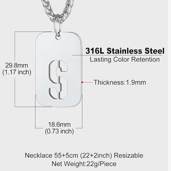 BNIB Stainless Steel Letter C Pendant with Necklace For Men Women Bandmax - Picture 2 of 4